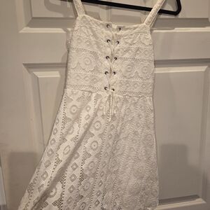 Aeropostale White Lace Mini Dress with Front Tie